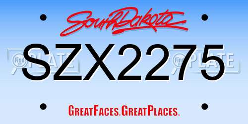 SZX2275 South Dakota License Plate