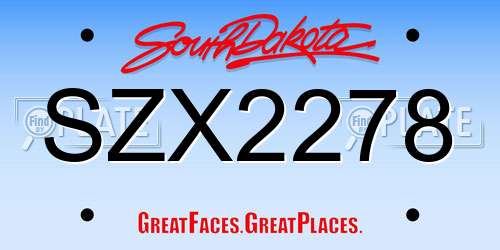SZX2278 South Dakota License Plate