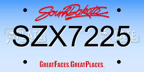 SZX7225 South Dakota License Plate