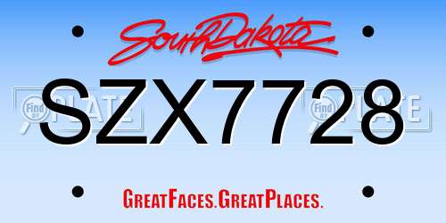 SZX7728 South Dakota License Plate