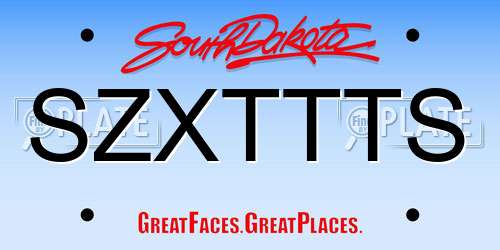 SZXTTTS South Dakota License Plate