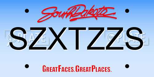 SZXTZZS South Dakota License Plate