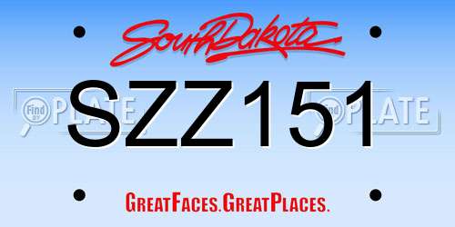 SZZ151 South Dakota License Plate