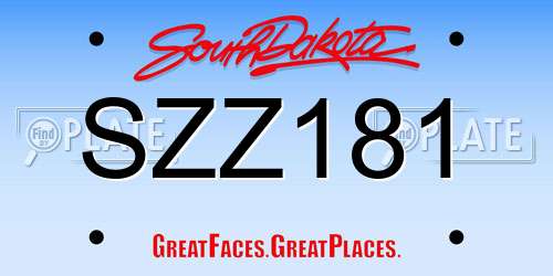 SZZ181 South Dakota License Plate