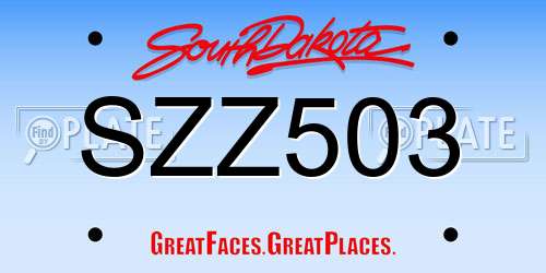 SZZ503 South Dakota License Plate