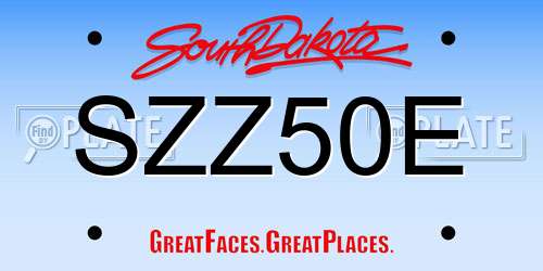 SZZ50E South Dakota License Plate