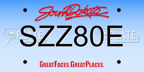 SZZ80E South Dakota License Plate