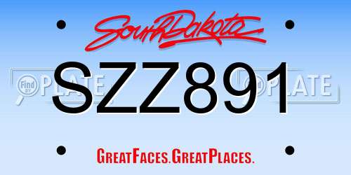 SZZ891 South Dakota License Plate