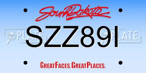 SZZ89I South Dakota License Plate
