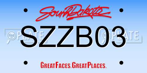 SZZB03 South Dakota License Plate