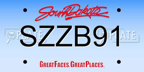SZZB91 South Dakota License Plate