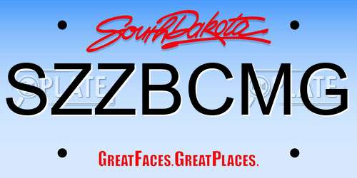 SZZBCMG South Dakota License Plate
