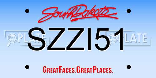 SZZI51 South Dakota License Plate