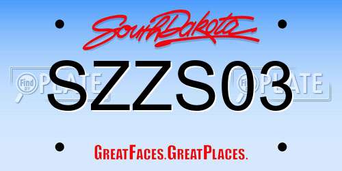 SZZS03 South Dakota License Plate
