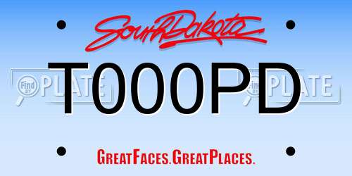 T000PD South Dakota License Plate