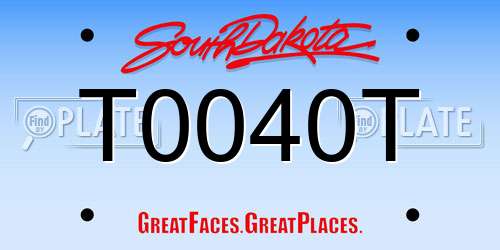 T0040T South Dakota License Plate