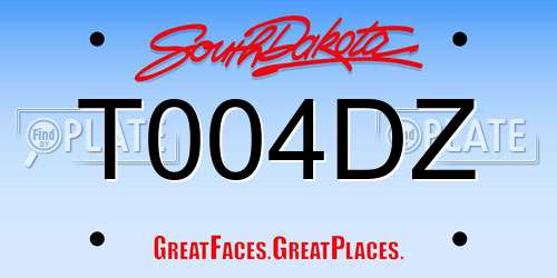 T004DZ South Dakota License Plate