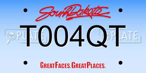 T004QT South Dakota License Plate