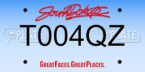 T004QZ South Dakota License Plate