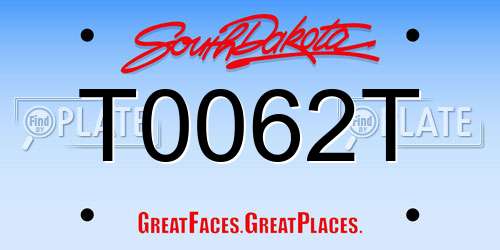 T0062T South Dakota License Plate