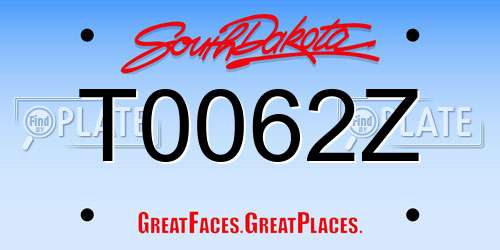 T0062Z South Dakota License Plate