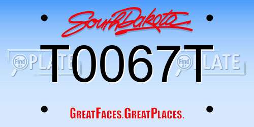 T0067T South Dakota License Plate