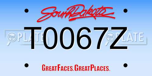 T0067Z South Dakota License Plate