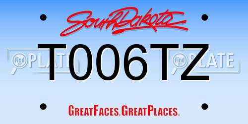 T006TZ South Dakota License Plate