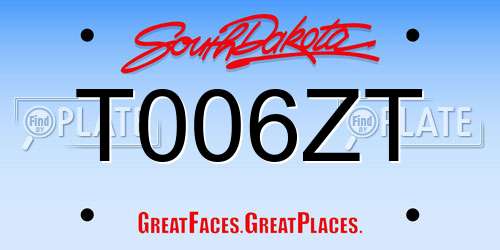 T006ZT South Dakota License Plate