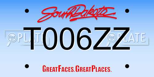 T006ZZ South Dakota License Plate