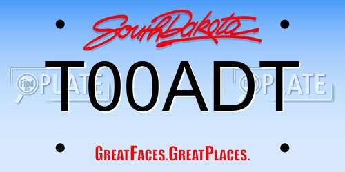 T00ADT South Dakota License Plate