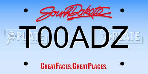 T00ADZ South Dakota License Plate