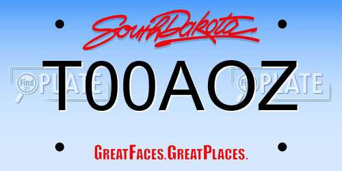 T00AOZ South Dakota License Plate
