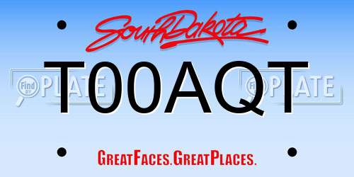 T00AQT South Dakota License Plate