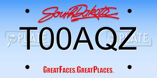 T00AQZ South Dakota License Plate