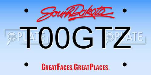 T00GTZ South Dakota License Plate