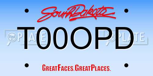 T00OPD South Dakota License Plate