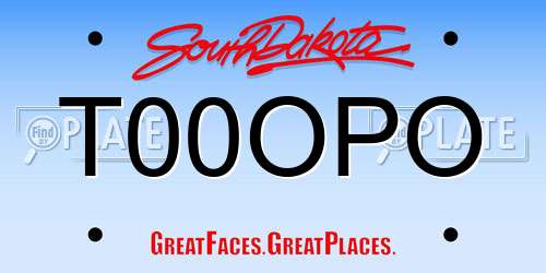T00OPO South Dakota License Plate