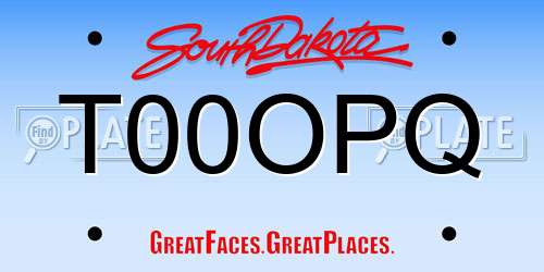 T00OPQ South Dakota License Plate