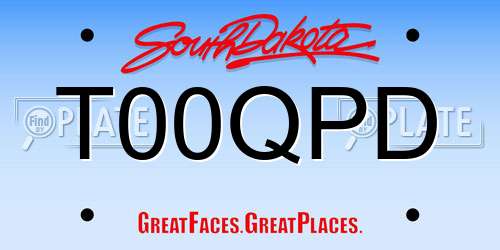 T00QPD South Dakota License Plate