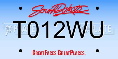 T012WU South Dakota License Plate