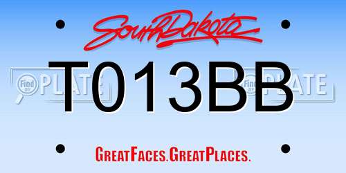 T013BB South Dakota License Plate
