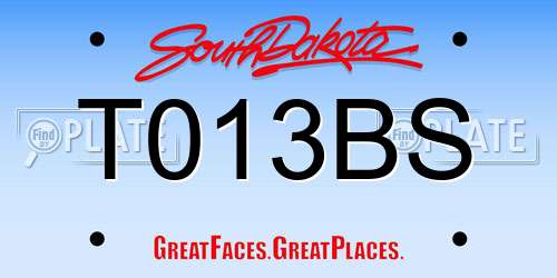 T013BS South Dakota License Plate