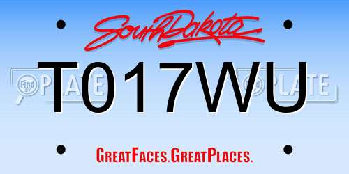 T017WU South Dakota License Plate