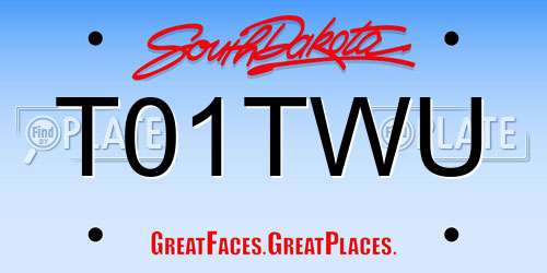 T01TWU South Dakota License Plate