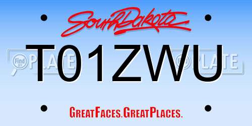 T01ZWU South Dakota License Plate