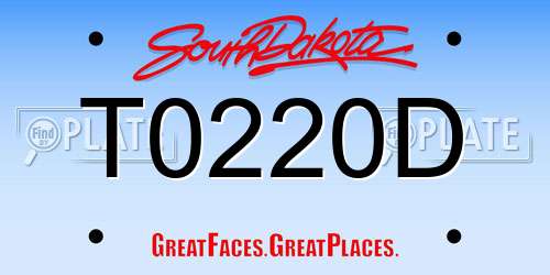 T0220D South Dakota License Plate