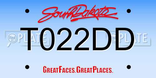 T022DD South Dakota License Plate