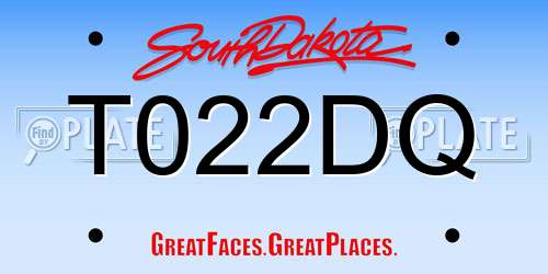 T022DQ South Dakota License Plate