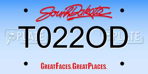 T022OD South Dakota License Plate